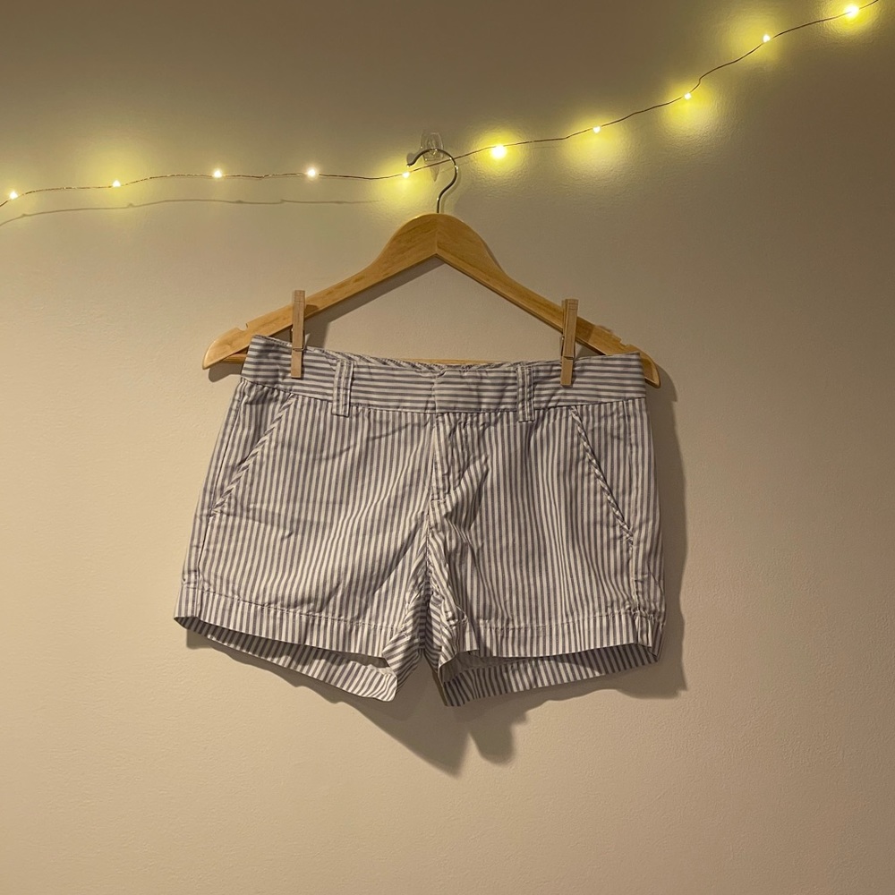 light blue & white stripped shorts